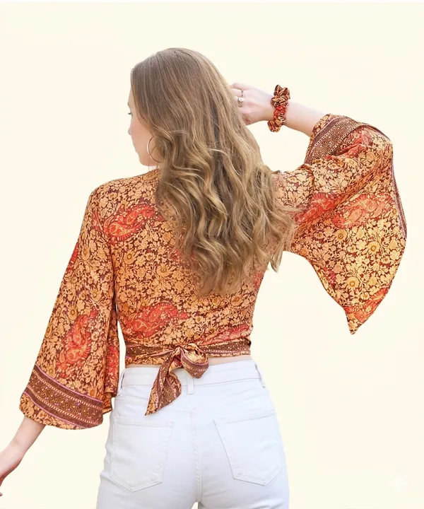 Brown_Soft_Silk_Wrap_Fit_Wrap_Crop_Top_For_Women