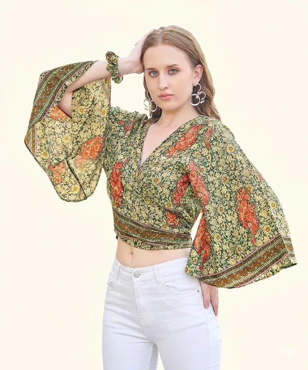 Green_Soft_Silk_Wrap_Fit_Wrap_Crop_Top_For_Women