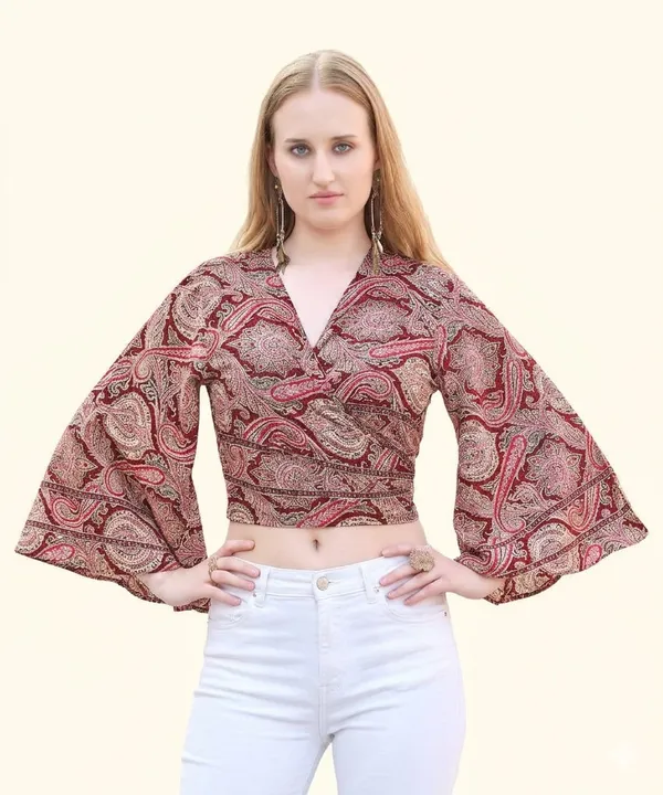 Maroon_Soft_Silk_Regular_Fit_Wrap_Crop_Top_For_Women