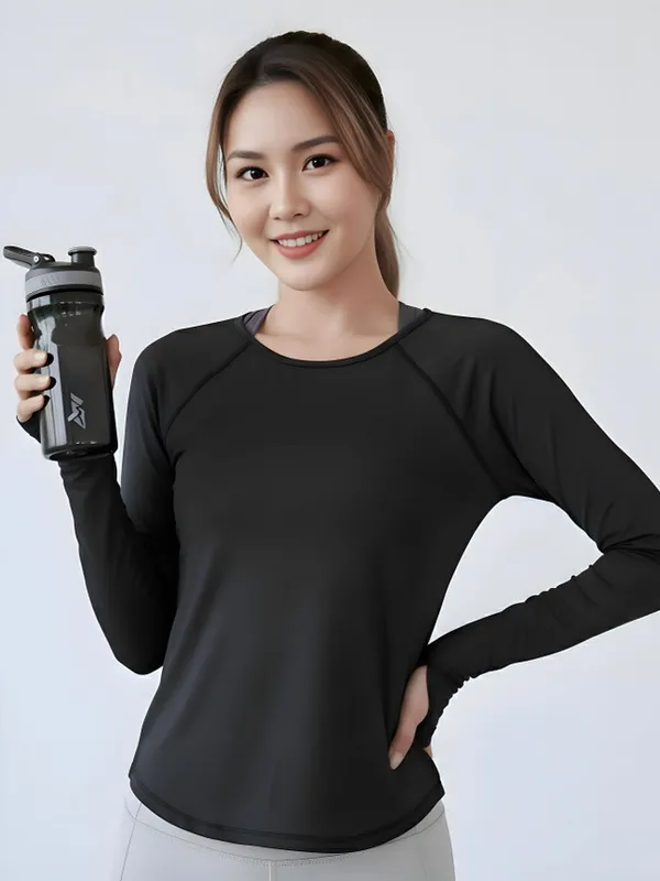 Black_Lycra_Poly_Elastic_Wrap_Fit_Activewear_Top_For_Women