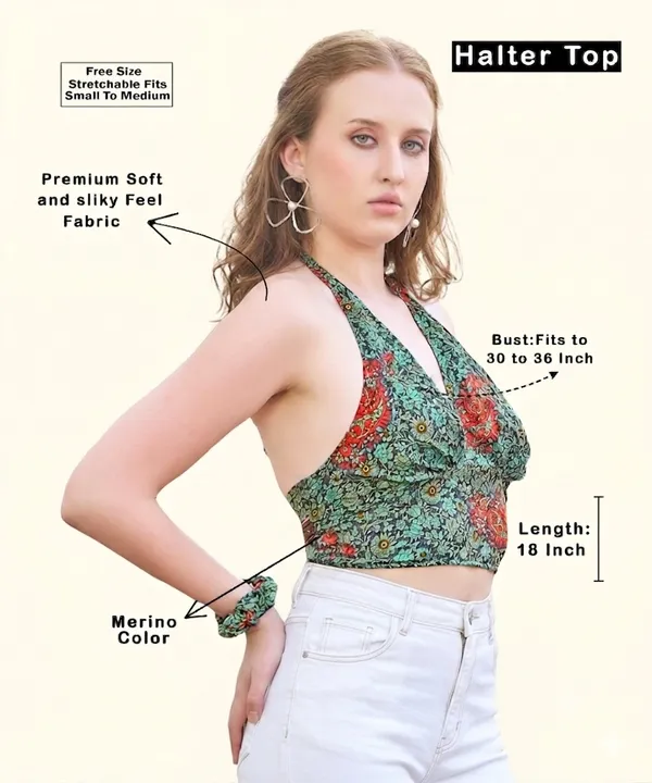 Green_Soft_Silk_Wrap_Fit_Halter_Crop_Top_For_Women