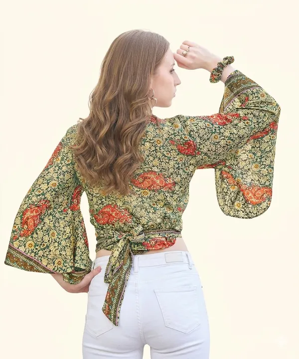 Green_Soft_Silk_Wrap_Fit_Wrap_Crop_Top_For_Women