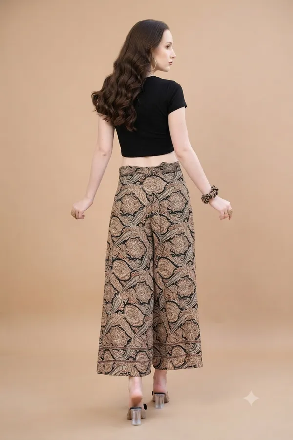 Brown_Soft_Silk_Wrap_Fit_Palazzo_Pants_For_Women