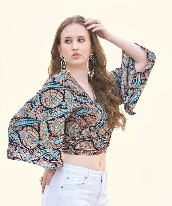 Maroon_Soft_Silk_Wrap_Fit_Wrap_Crop_Top_For_Women