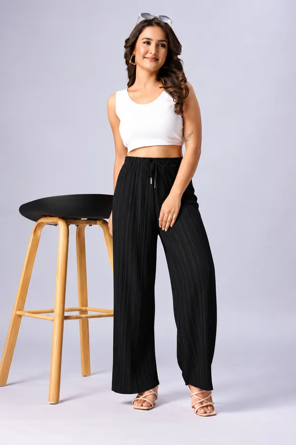 Women's_Black_Textured_Pleated_Wide-Leg_Palazzo_Pants_with_Elastic_Waistband