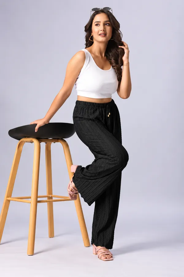 Women's_Black_Textured_Pleated_Wide-Leg_Palazzo_Pants_with_Elastic_Waistband