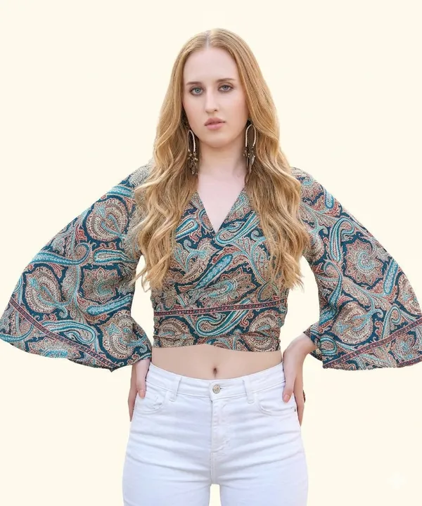 Maroon_Soft_Silk_Wrap_Fit_Wrap_Crop_Top_For_Women