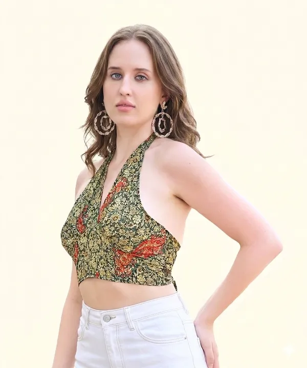 Green_Soft_Silk_Wrap_Fit_Halter_Top_For_Women