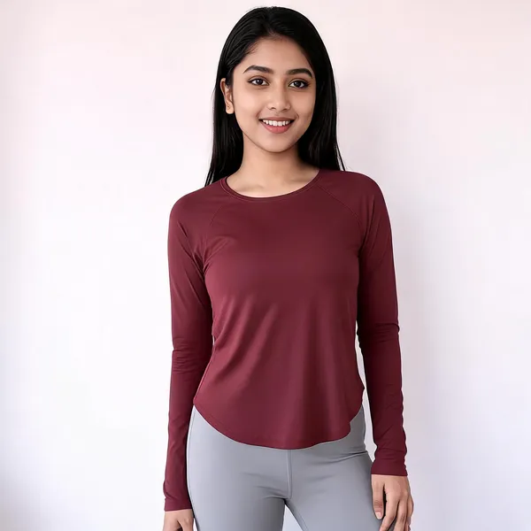 Maroon_Lycra_Poly_Elastic_Wrap_Fit_Activewear_Top_For_Women