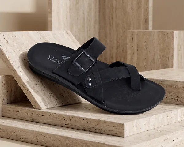 Black_Synthetic_Leather_Sandal_For_Men