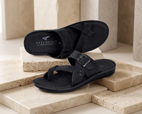 Black_Synthetic_Leather_Sandal_For_Men