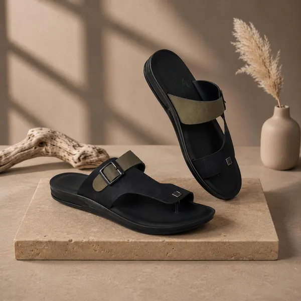 Black_Synthetic_Leather_Sandal_For_Men