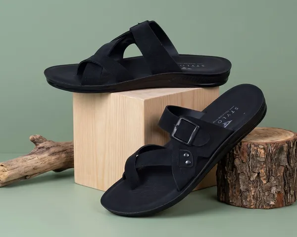 Black_Synthetic_Leather_Sandal_For_Men