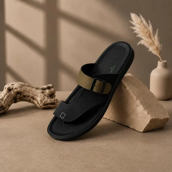 Black_Synthetic_Leather_Sandal_For_Men