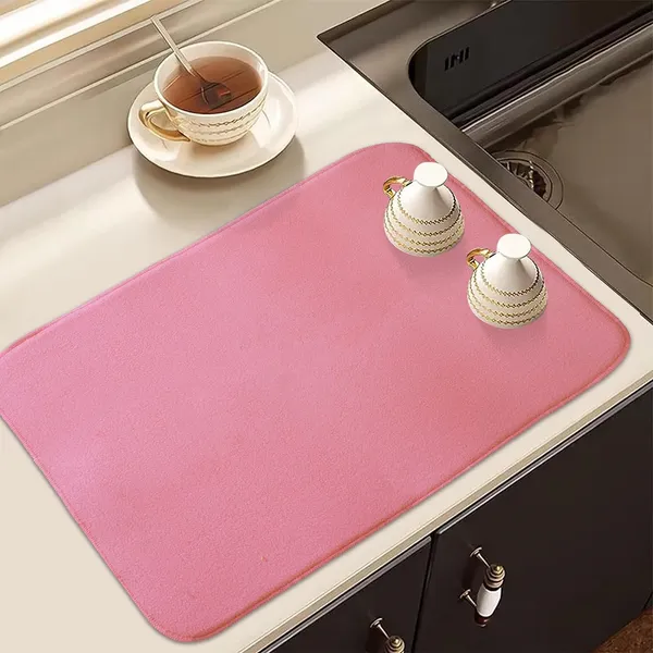 Pink_Premium_Velvet_Plain_Dish_Drying_Mats