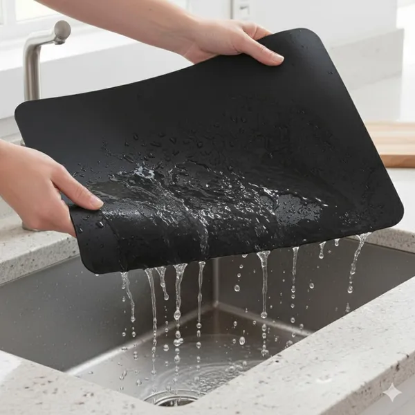 Home_Essentials_Triple_Combo_-_Grey_PVC_Anti_Slip_Mat_45x150cm_+_Kitchen_Sink_Mat_40x60cm_+_Clear_Table_Cover_with_Golden_and_Silver_Lace_40x60cm_|_Pack_of_3