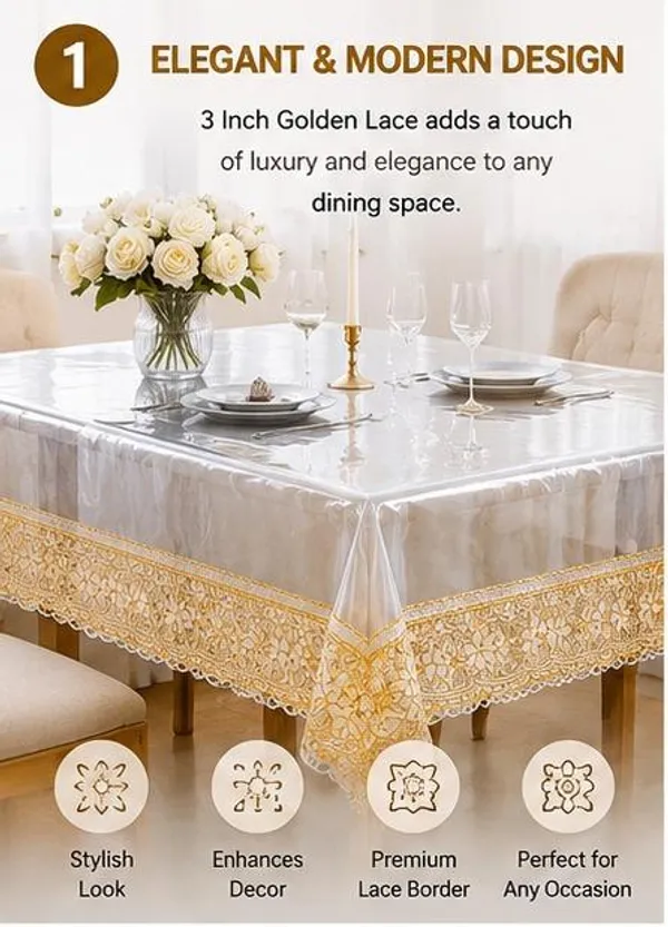 Home_Essentials_Triple_Combo_-_Grey_PVC_Anti_Slip_Mat_45x150cm_+_Kitchen_Sink_Mat_40x60cm_+_Clear_Table_Cover_with_Golden_and_Silver_Lace_40x60cm_|_Pack_of_3
