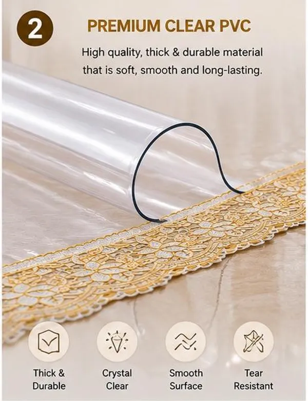 Home_Essentials_Triple_Combo_-_Grey_PVC_Anti_Slip_Mat_45x150cm_+_Kitchen_Sink_Mat_40x60cm_+_Clear_Table_Cover_with_Golden_and_Silver_Lace_40x60cm_|_Pack_of_3