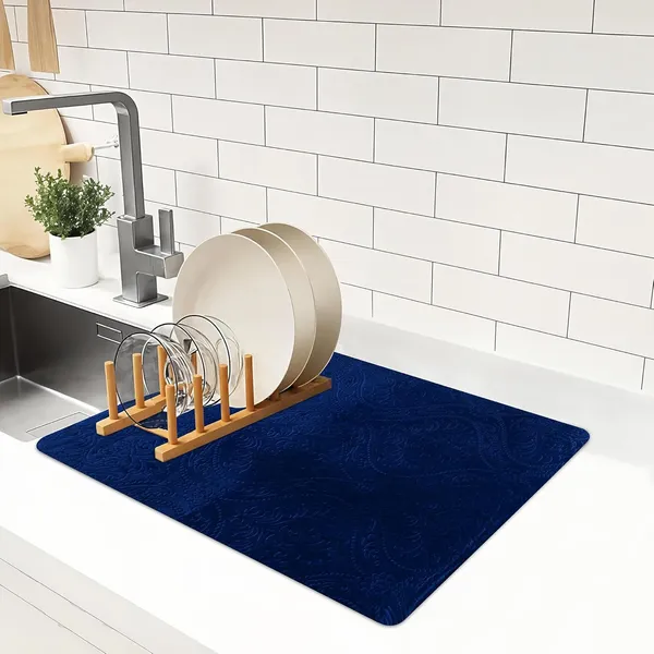 Blue_Premium_Velvet_Plain_Dish_Drying_Mats