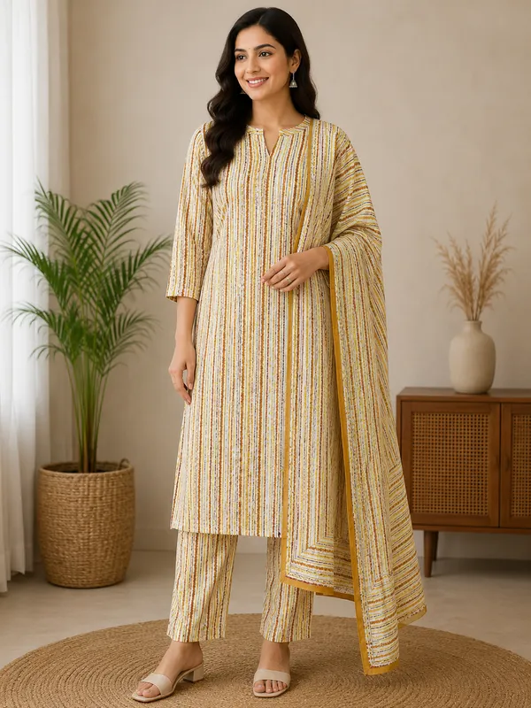 Mustard_Striped_Printed_Kurta_Pant_Suit_Set_for_Women_(Unstitched)