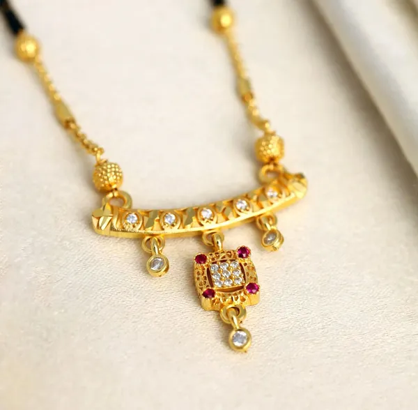 Designer_Gold_Plated_Mangalsutra_Necklace_for_Women_-_Black_Beads_with_Diamond_&_Ruby_Square_Pendant