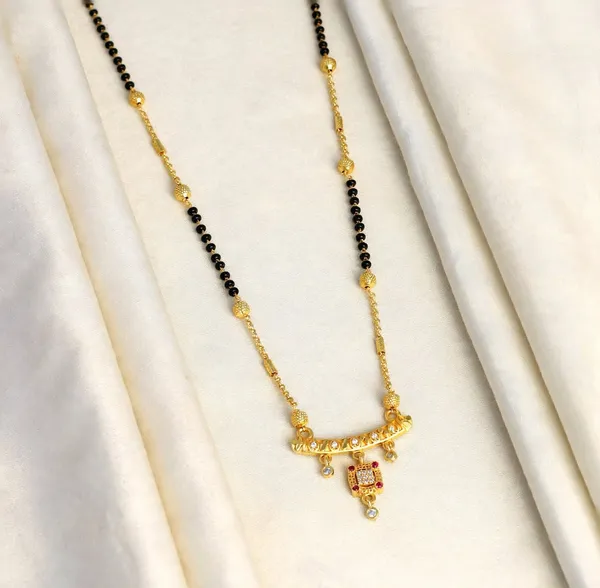 Designer_Gold_Plated_Mangalsutra_Necklace_for_Women_-_Black_Beads_with_Diamond_&_Ruby_Square_Pendant