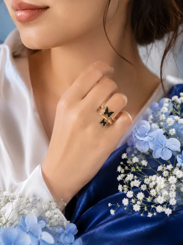 Double_Black_Butterfly_Open_Wrap_Ring_With_Sparkling_Zirconia_For_Women