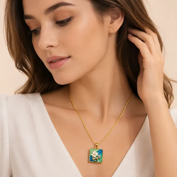 Brisha_Jewels_-_Anti-Tarnish_Gold_Ocean_Floral_Square_Pendant