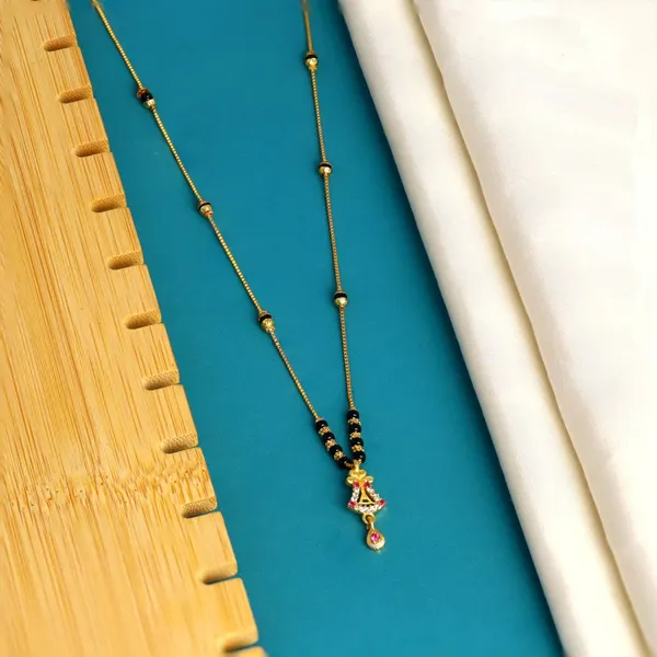 Golden_Plated_Traditional_Mangal_sutra_for_Women_-_Black_Beads_Long_Chain_with_Pink_Stone_Pendant_-_Daily_Wear_Mangal_sutra