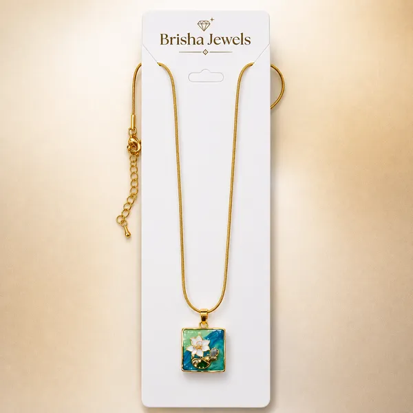 Brisha_Jewels_-_Anti-Tarnish_Gold_Ocean_Floral_Square_Pendant