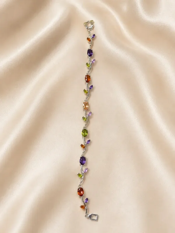 Korean_Style__Multi-Gemstone_Vine_Bracelet_–_Pastel_And_Jewel_Tone_Leaf_Accents