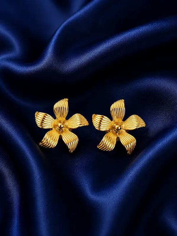 Modern_Grooved_Petal_Blossom_Alloy_Stud_Earrings