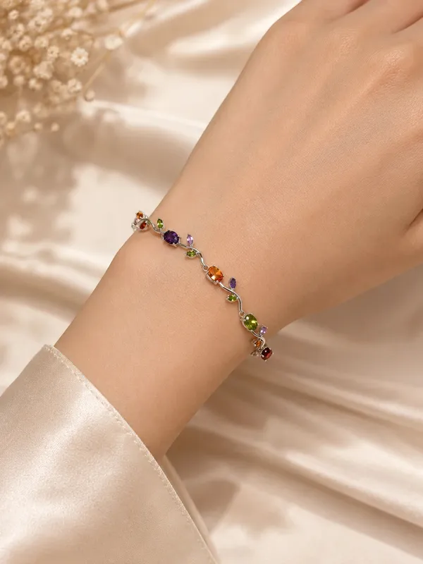 Korean_Style__Multi-Gemstone_Vine_Bracelet_–_Pastel_And_Jewel_Tone_Leaf_Accents