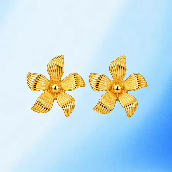 Modern_Grooved_Petal_Blossom_Alloy_Stud_Earrings
