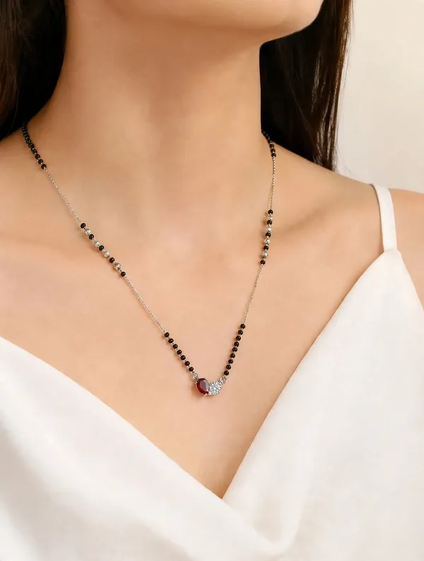 Silver_Radium_Black_Beads_Mangal_sutra_with_Red_Oval_Stone_&_Diamond_Heart_Pendant_|_Modern_Daily_Wear_Mangalsutra_for_Women