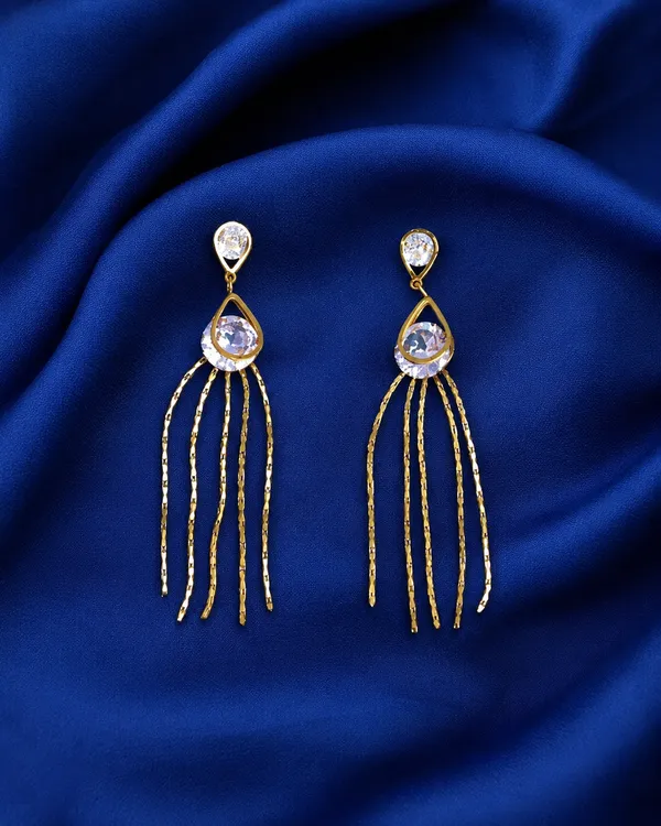 Sparkling_Solitaire_Zirconia_Chandelier_Drop_Earrings_With_Gold_Chain_Tassels