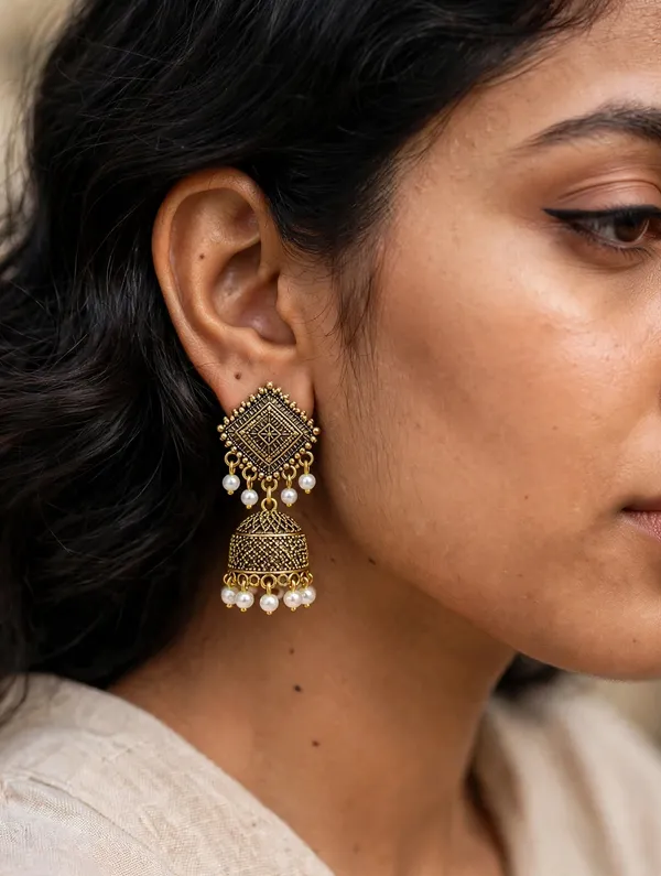 Traditional_Charm_Antique_Gold_Jhumki_with_Pearl_Drops
