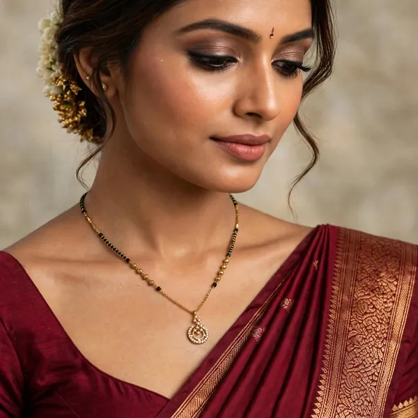 Traditional_Golden_Plated_Mangal_sutra_Necklace_|_Fancy_Double_Circle_Pendant_Design_with_Black_Beads_|_Long_Mangal_sutra_for_Women