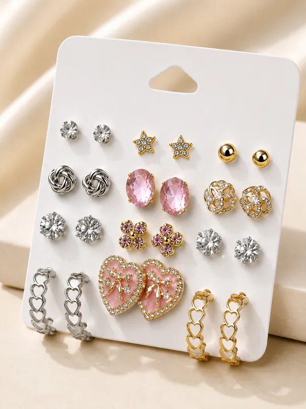 Sweet_Romance_Pink_Enamel_Heart_And_Hoop_Earring_Set