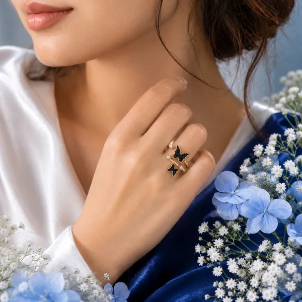 Double_Black_Butterfly_Open_Wrap_Ring_With_Sparkling_Zirconia_For_Women