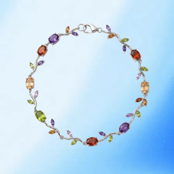 Korean_Style__Multi-Gemstone_Vine_Bracelet_–_Pastel_And_Jewel_Tone_Leaf_Accents