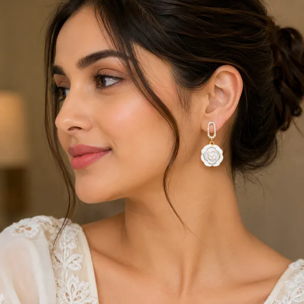 Ethereal_White_Floral_And_Rhinestone_Drop_Earrings