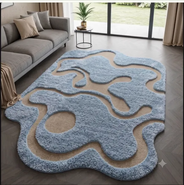 Blue_Beige_Plush_Abstract_Wave_Pattern_Shaggy_Rug
