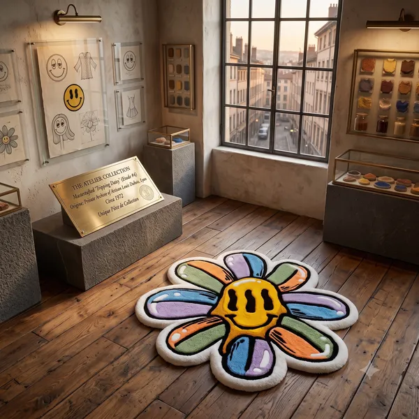 Multicolor_Tufted_Smiley_Flower_Shaped_Floor_Rug