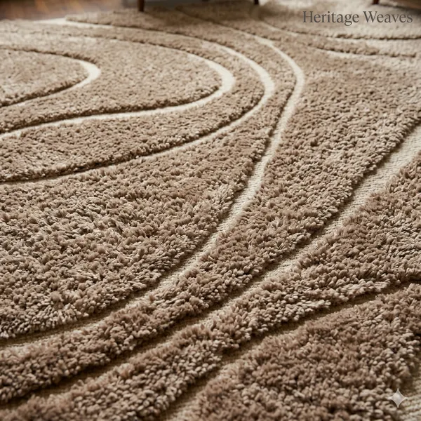 Handcrafted_Wool_Beige_Wavy_Pattern_Shag_Area_Rug