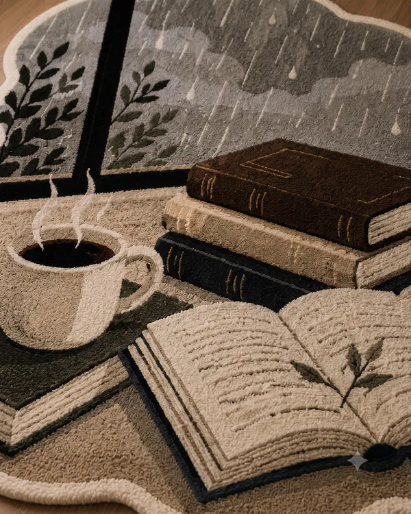 Wool_Silk_Artistic_Rainy_Day_Reading_Scene_Tufted_Rug