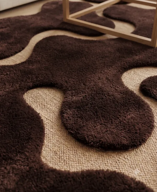 Brown_Wool_Abstract_Wavy_Pattern_Freeform_Area_Rug