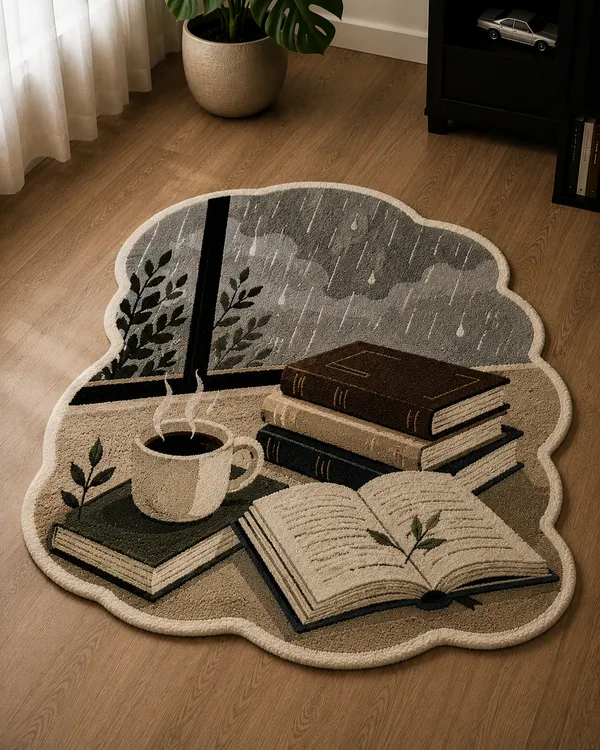 Wool_Silk_Artistic_Rainy_Day_Reading_Scene_Tufted_Rug