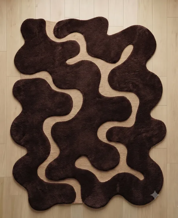 Brown_Wool_Abstract_Wavy_Pattern_Freeform_Area_Rug