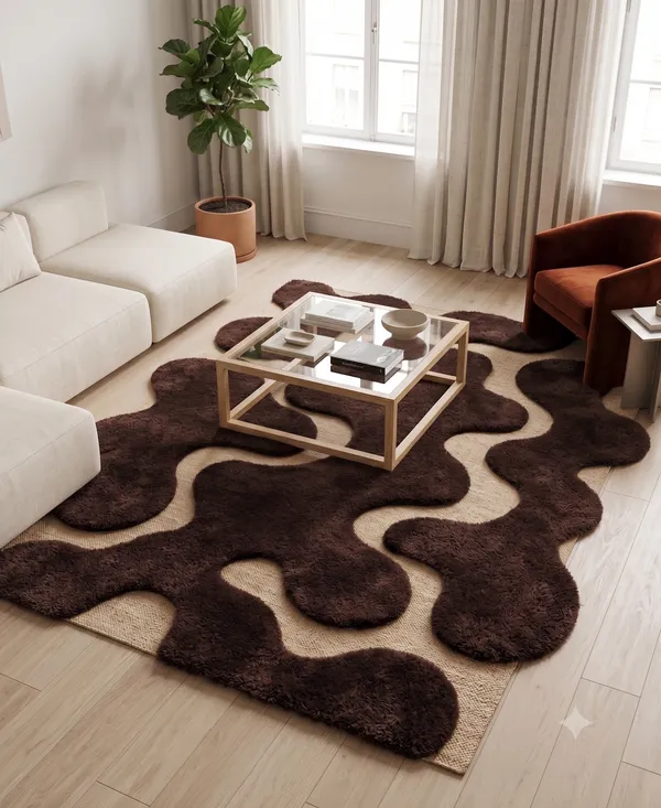 Brown_Wool_Abstract_Wavy_Pattern_Freeform_Area_Rug